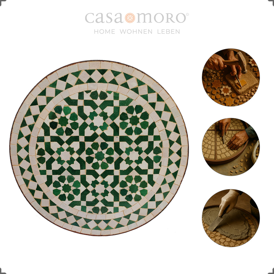 Mesa redonda em mosaico, de estilo clássico-moderno, para jardim, terraço ou recanto da cozinha