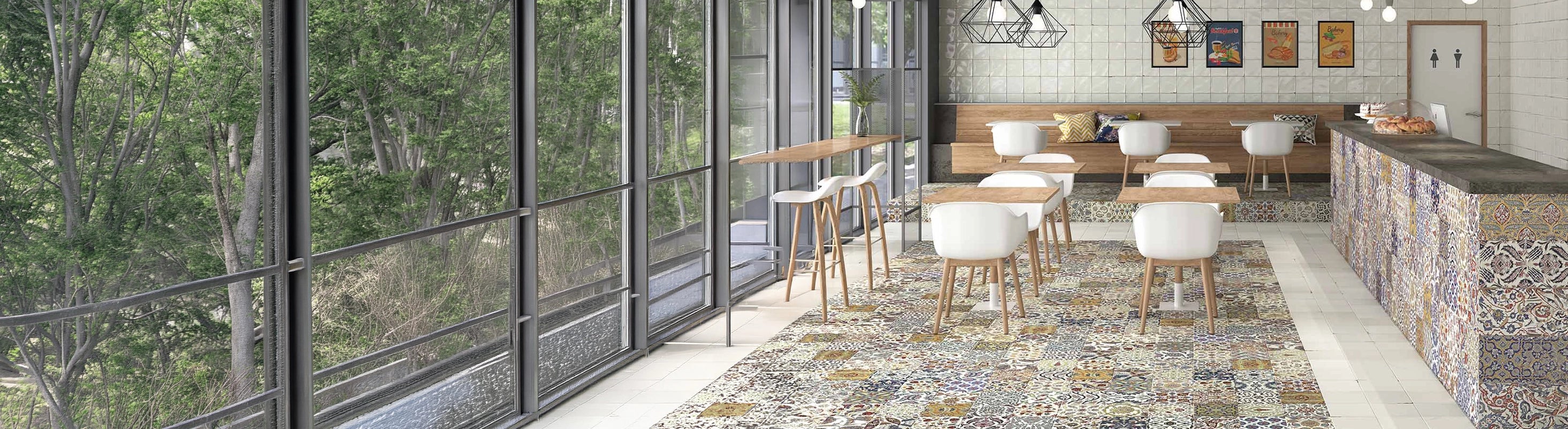 Ladrilhos – Piso de café com padrão oriental - design mediterrâneo para restaurantes e espaços residenciais