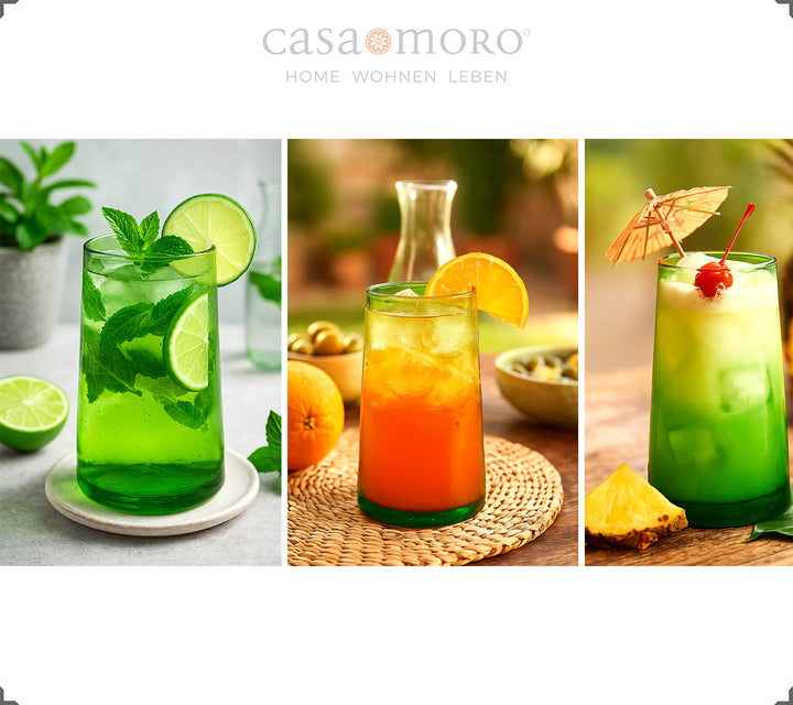 Conjunto de copos de cocktail em verde intenso – para bebidas longas, bebidas de verão ou aperitivos