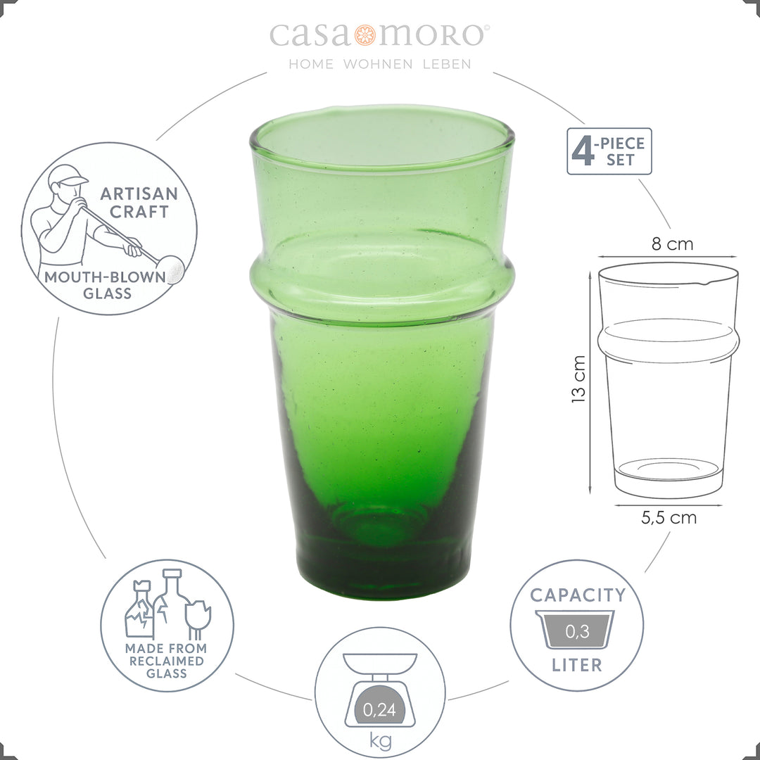 Copos de cocktail em vidro reciclado – verdes, de fabrico tradicional e versáteis