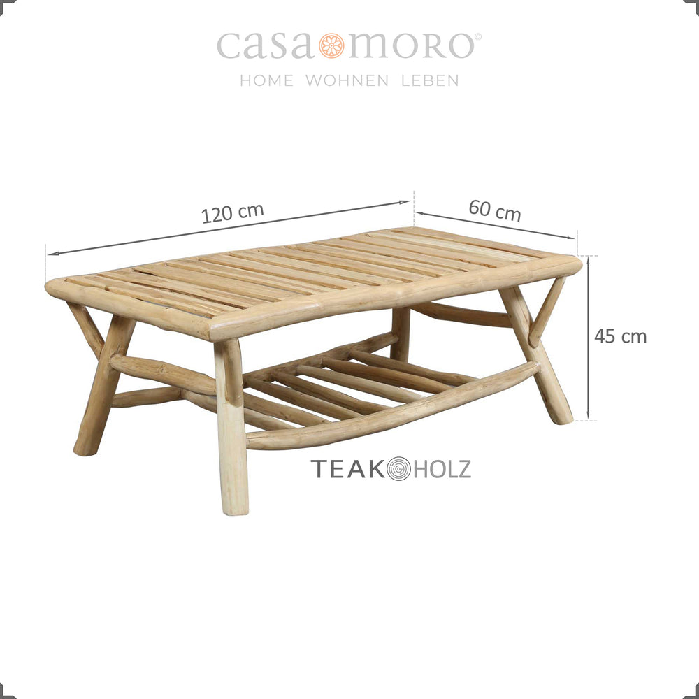 Mesa de centro de exterior em madeira maciça, ideal para o jardim e o terraço