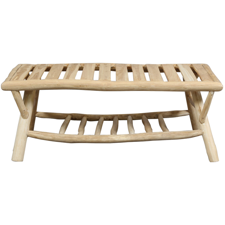 Mesa de centro retangular em madeira, 120 × 60 cm, mesa de sofá maciça para sala de estar