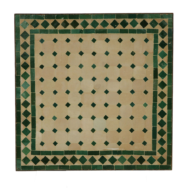Mesa de mosaico para sofá 60x60, verde com losangos