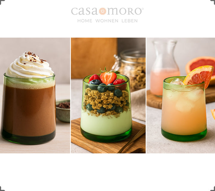 Copo verde com sobremesa – ideal para cremes em camadas e mousses