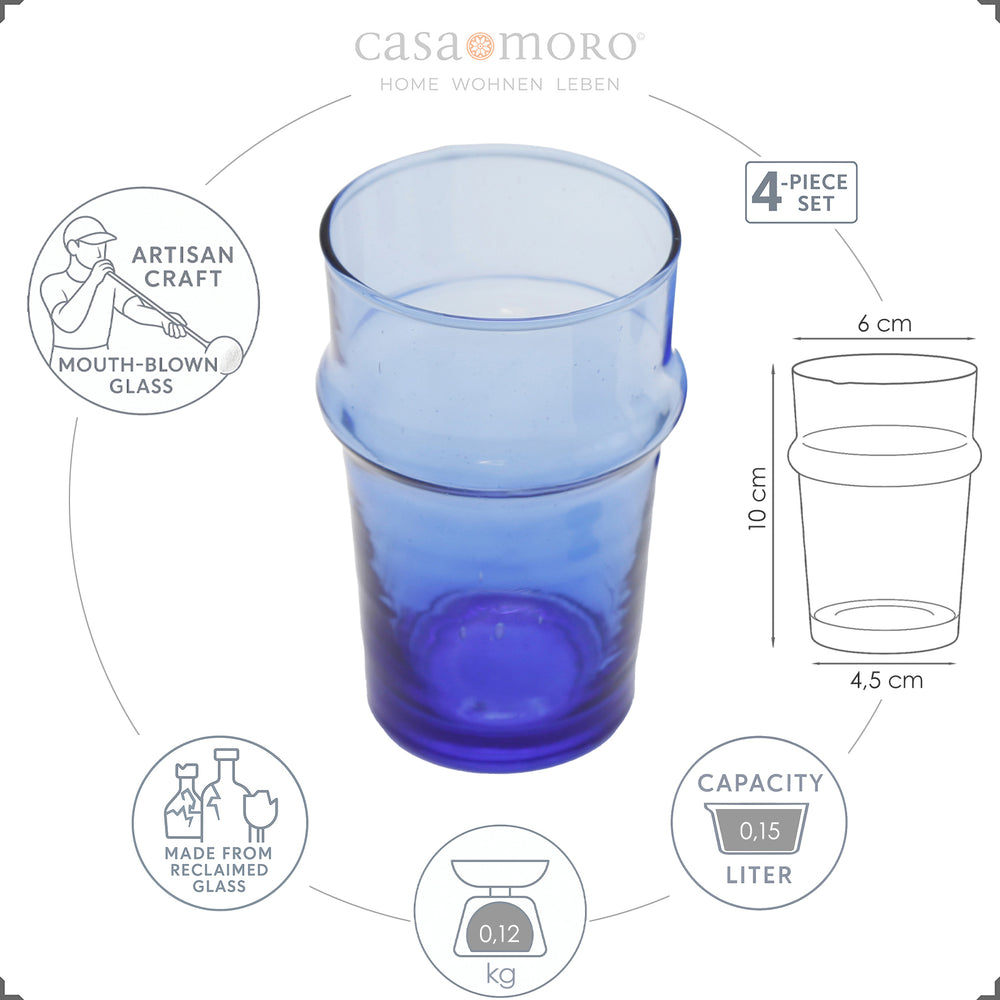 Copo azul com indicação gráfica de medidas e volumes – ideal para café expresso ou macchiato