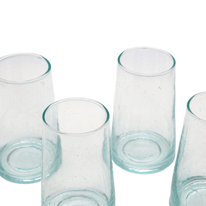 Conjunto de 4 copos de cocktail em vidro transparente – soprados à mão com textura visível
