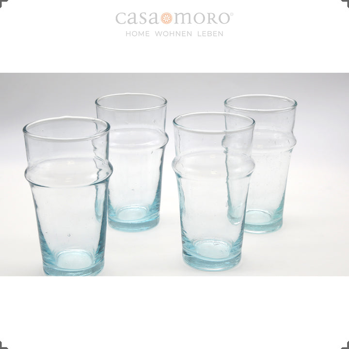 Conjunto de quatro copos transparentes exclusivos – soprados à boca e versáteis