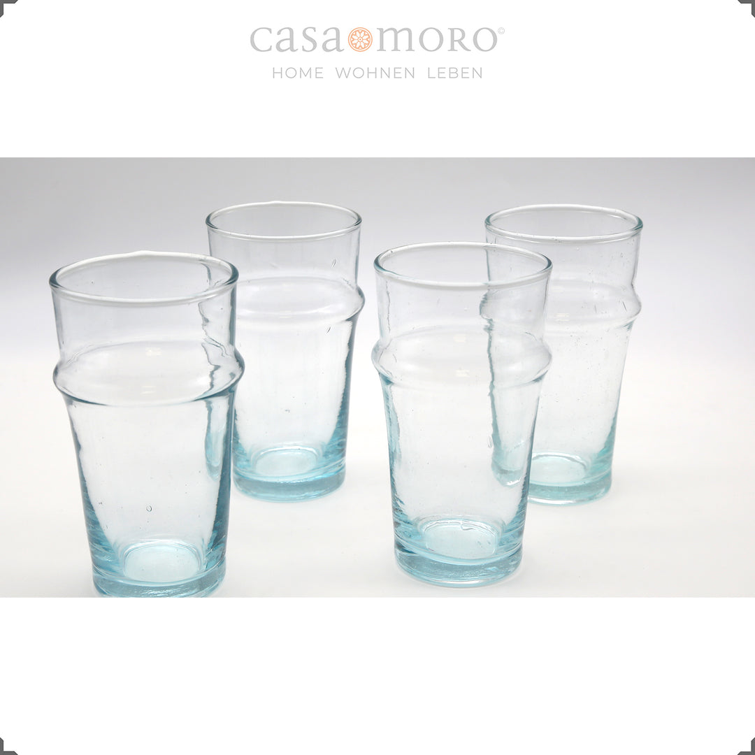 Conjunto de quatro copos transparentes exclusivos – soprados à boca e versáteis