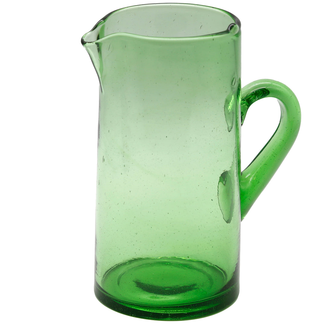 Jarro de vidro de 1 litro com pega – verde, soprado à boca e de fácil manutenção