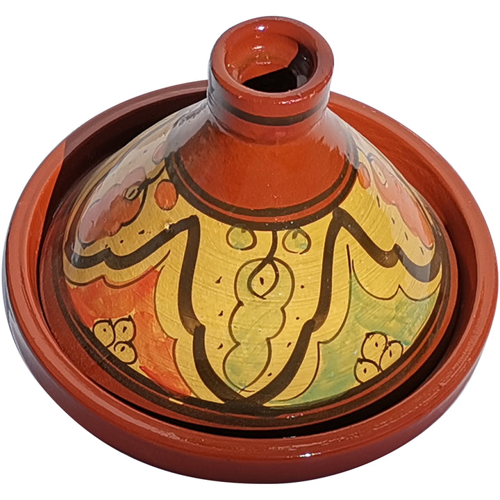Tajine de barro esmaltado para 4–6 pessoas, panela de cozedura lenta com pintura marroquina para carne de borrego, peixe ou pratos vegetarianos
