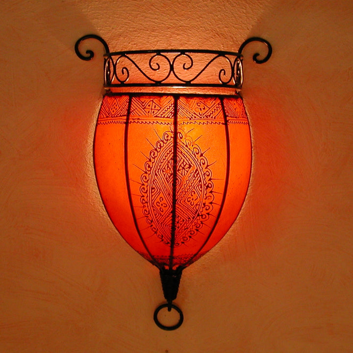 Candeeiro de parede em couro Henna Nakous Vermelho