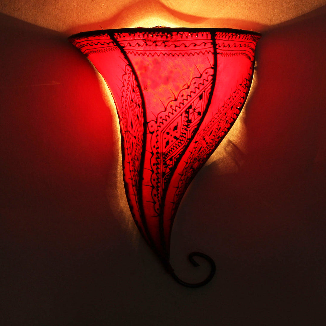 Candeeiro de parede em pele Mouza Vermelho