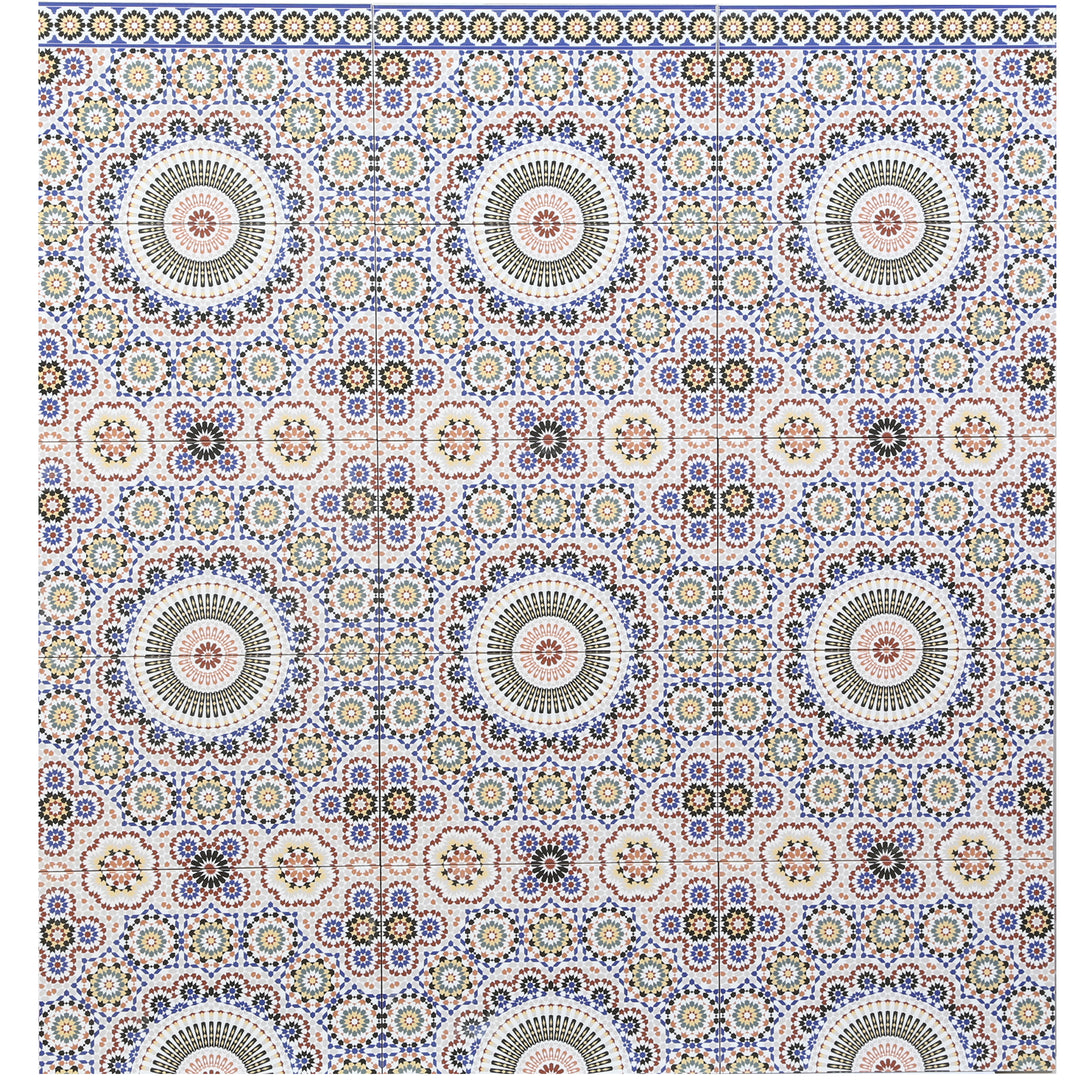 Azulejo de parede em cerâmica multicolorido com padrão oriental, 40 x 25 cm, para cozinha e casa de banho
