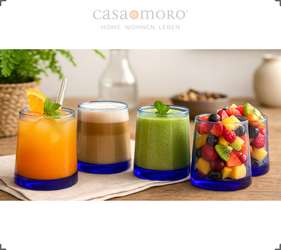 Conjunto de 4 copos de bebida azul – resistentes e elegantes para o dia a dia