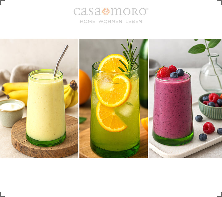 Conjunto de copos em verde intenso – versátil para café gelado, sobremesas ou cocktails