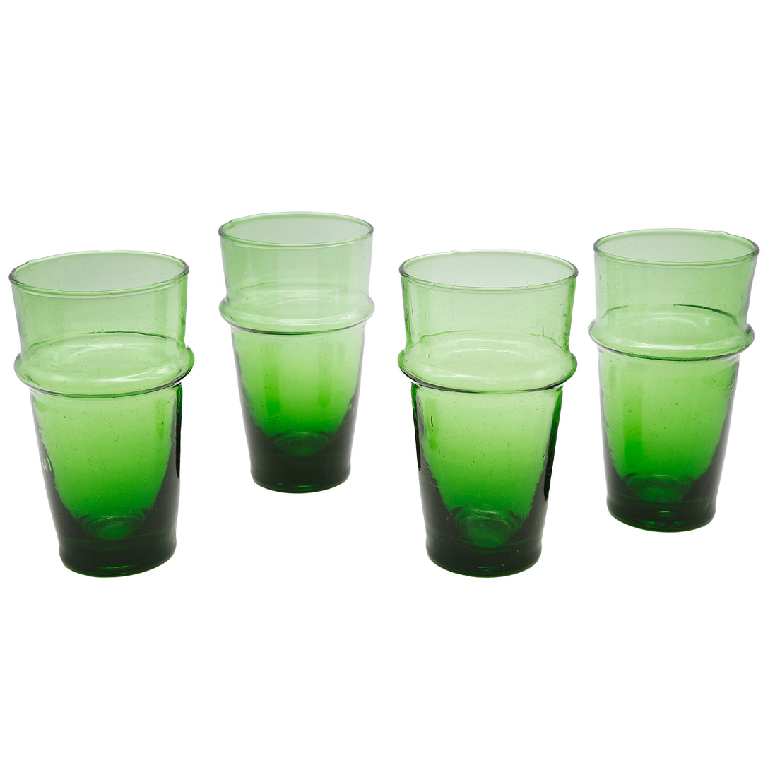 Copo de long drink em verde brilhante – soprado à mão e com uma estrutura única