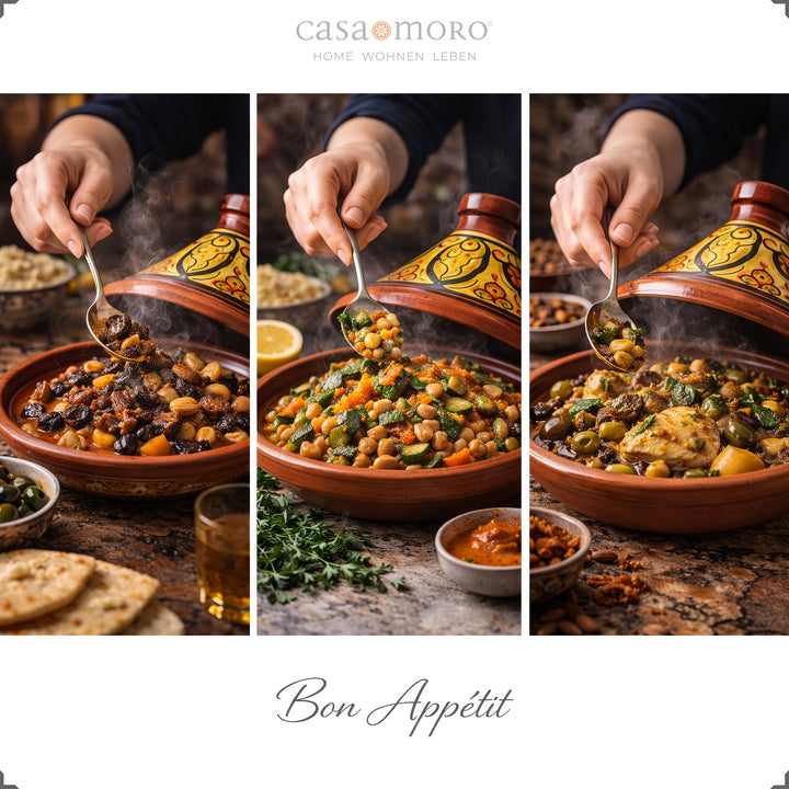 Tajine de barro esmaltado para 4 a 6 pessoas, panela de cozedura com decoração marroquina, ideal para servir carne de borrego, pratos vegetarianos ou frango