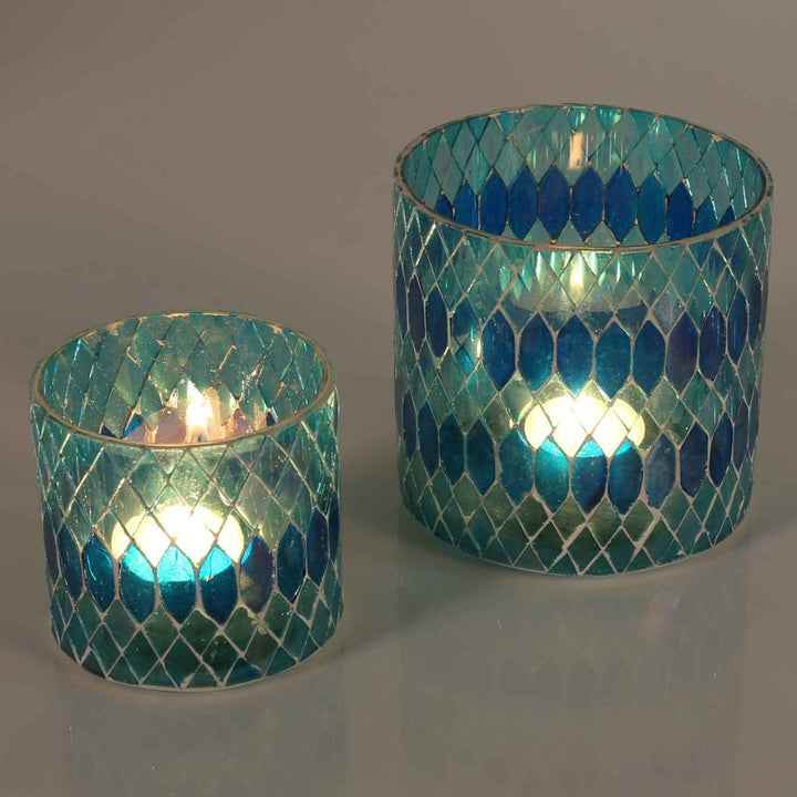 Candeeiro de mesa marroquino com mosaico Rayan, azul claro