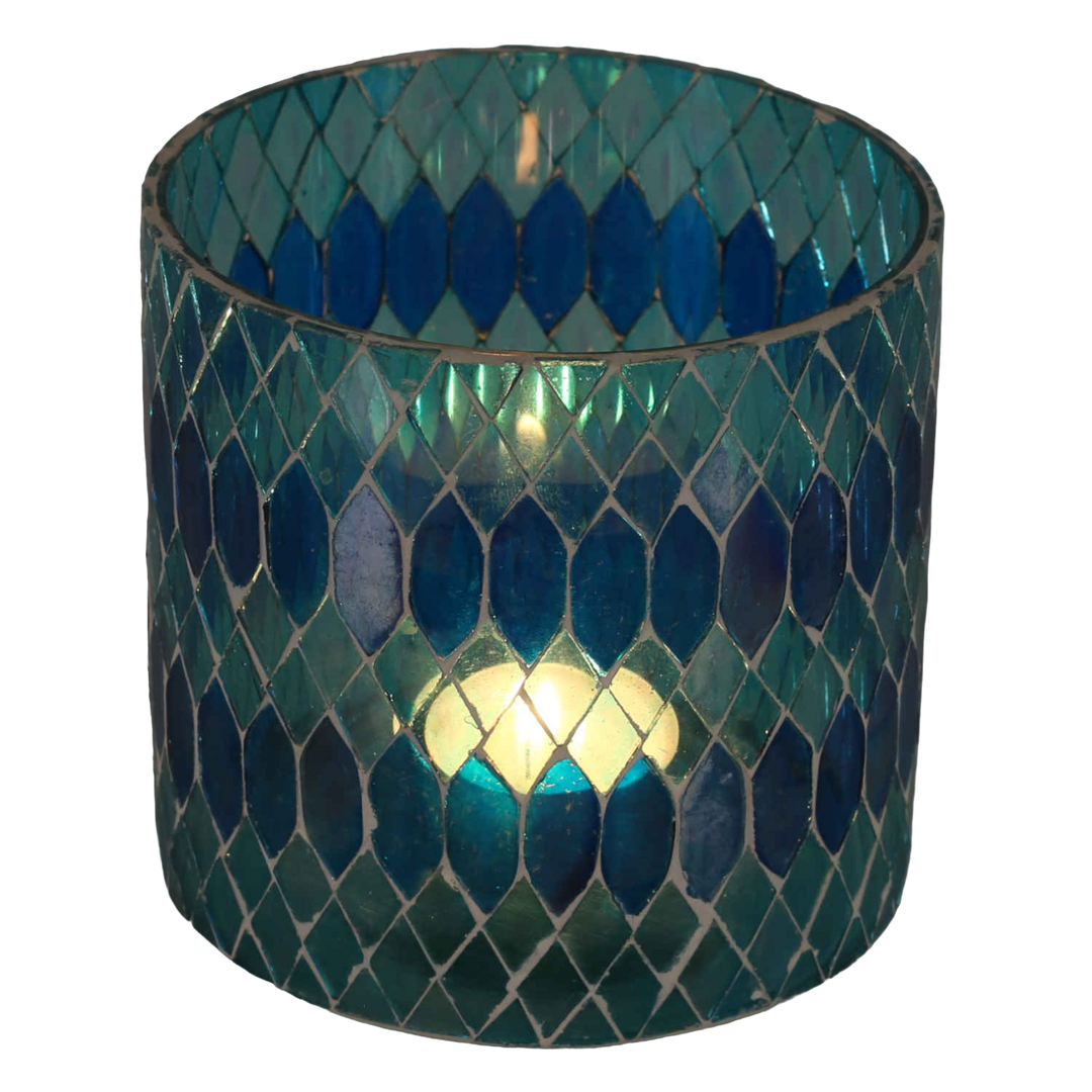 Candeeiro de mesa marroquino com mosaico Rayan, azul claro