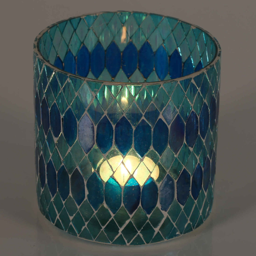Candeeiro de mesa marroquino com mosaico Rayan, azul claro