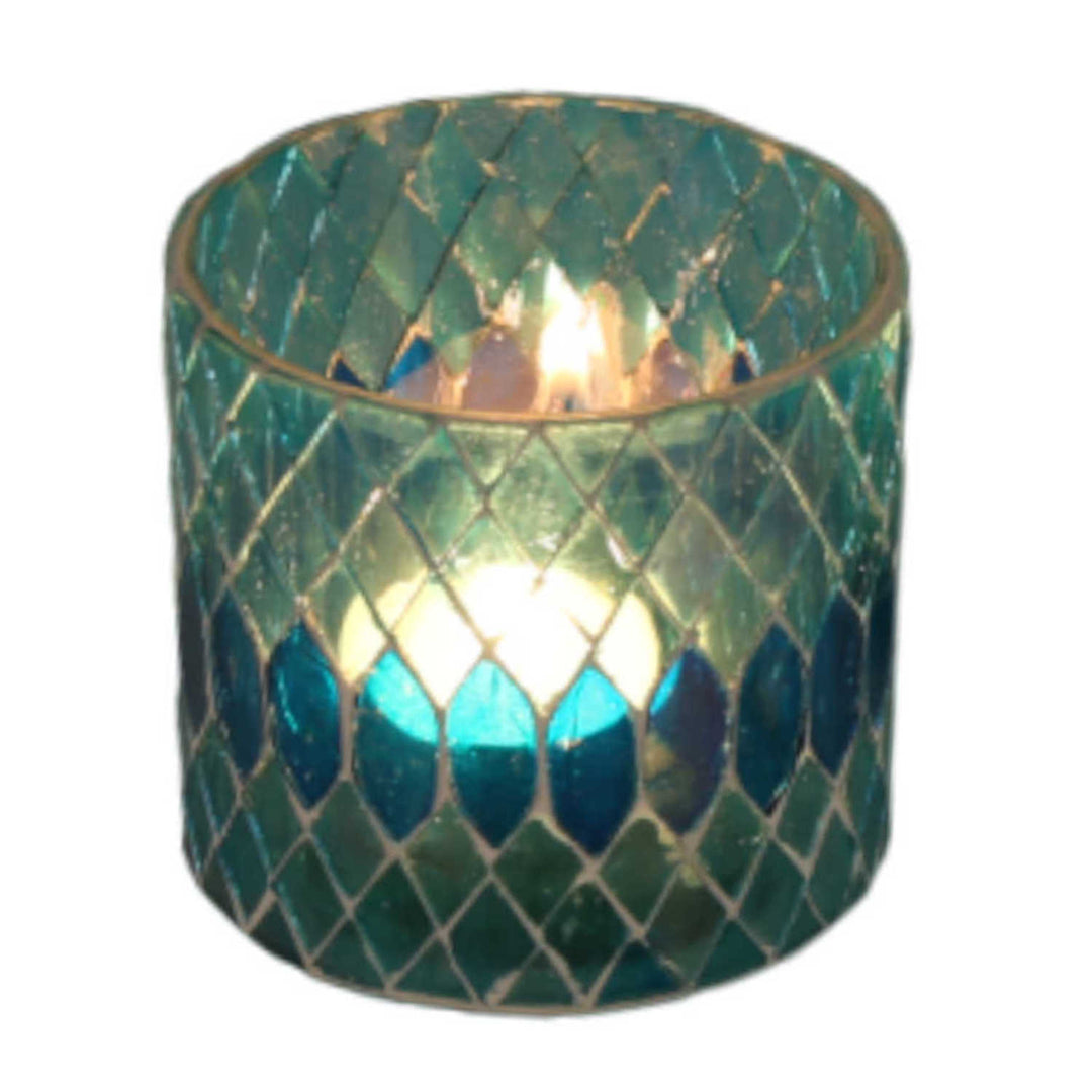 Candeeiro de mesa marroquino com mosaico Rayan, azul claro