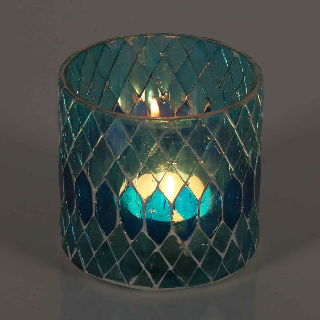 Candeeiro de mesa marroquino com mosaico Rayan, azul claro