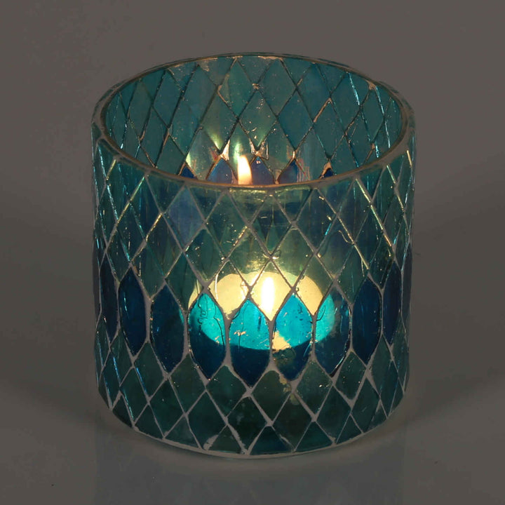 Candeeiro de mesa marroquino com mosaico Rayan, azul claro