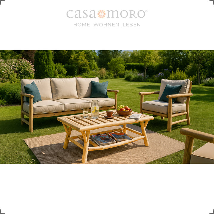 Mesa de centro retangular em madeira, mesa resistente para terraço e sofá