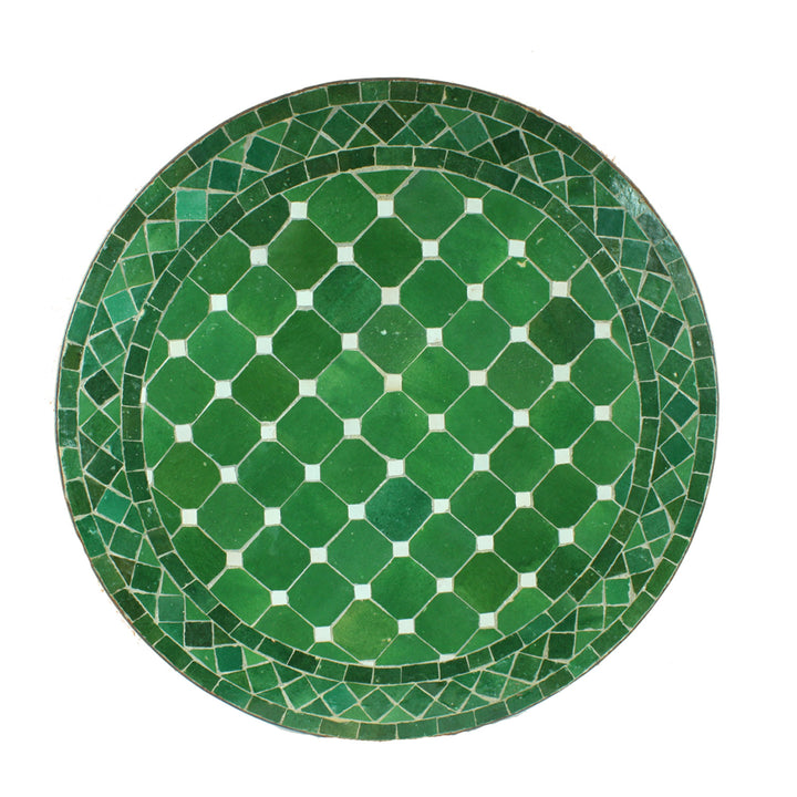Mesa redonda em mosaico, diâmetro 60 cm, verde/vidrado