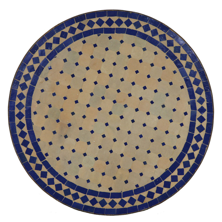 Mesa de bistrô redonda Mosaik, 70 cm, azul/losango
