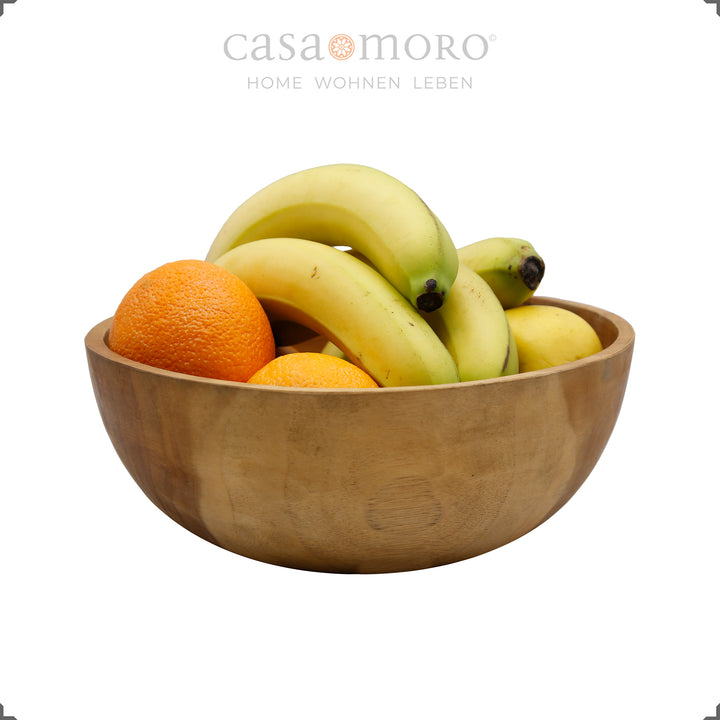 Fruteira em madeira de teca natural, cheia de frutas