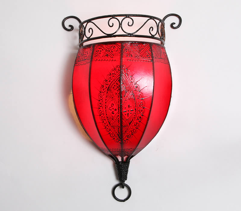 Candeeiro de parede em couro Henna Nakous Vermelho