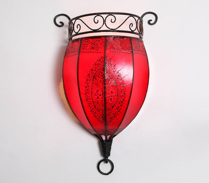 Candeeiro de parede em couro Henna Nakous Vermelho