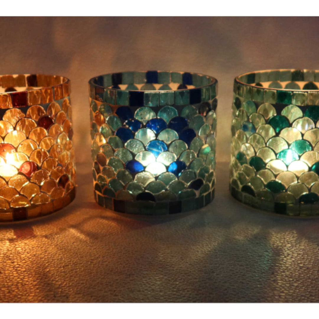 Conjunto de 5 castiçais com mosaico oriental «Atenas M»