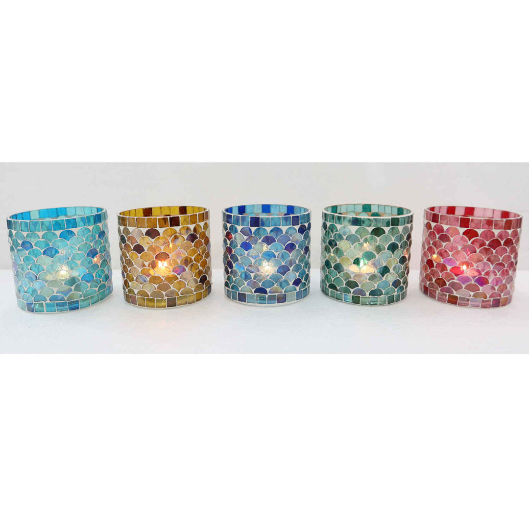 Conjunto de 5 castiçais com mosaico oriental «Atenas M»