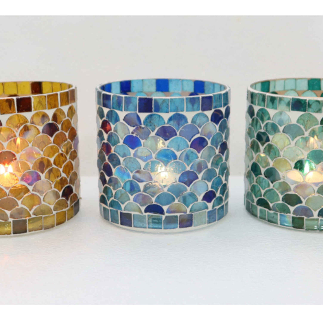 Conjunto de 5 castiçais com mosaico oriental «Atenas M»