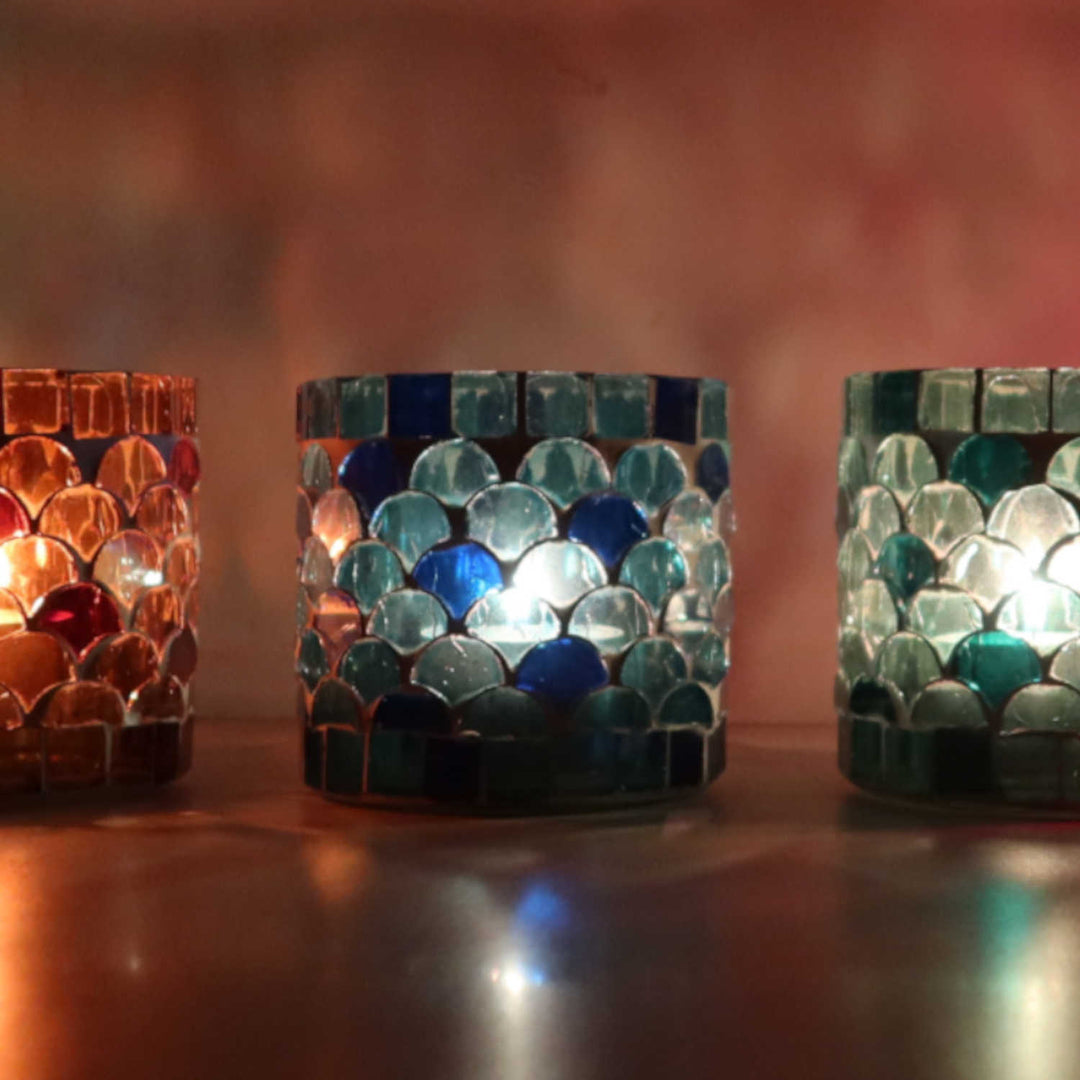Conjunto de 5 castiçais com mosaico oriental «Atenas S»