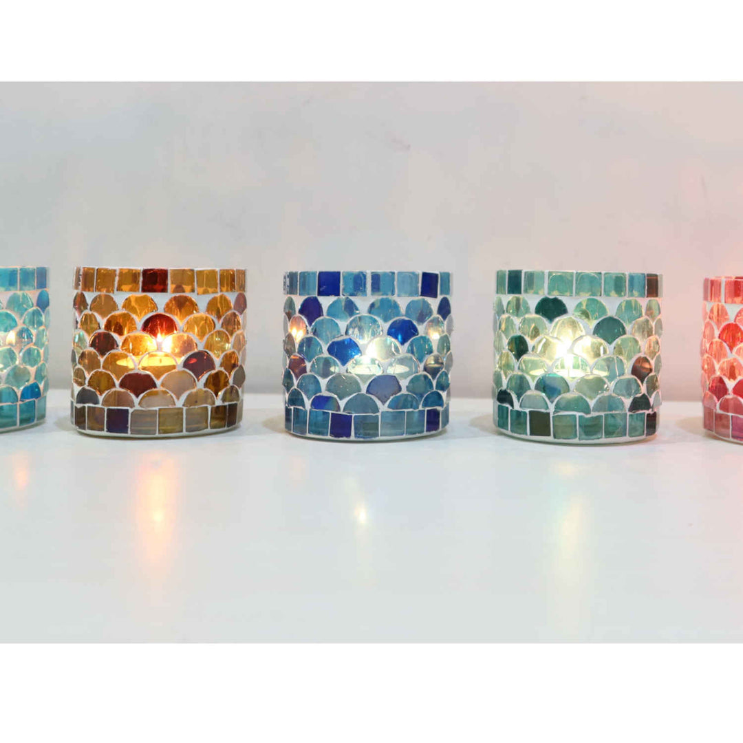 Conjunto de 5 castiçais com mosaico oriental «Atenas S»