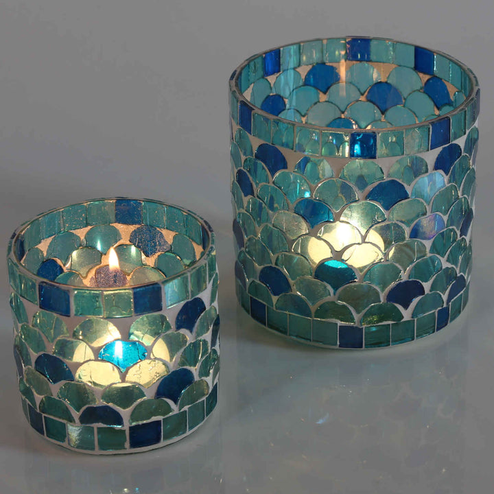 Candeeiro de mesa marroquino com mosaico Rayan, azul claro