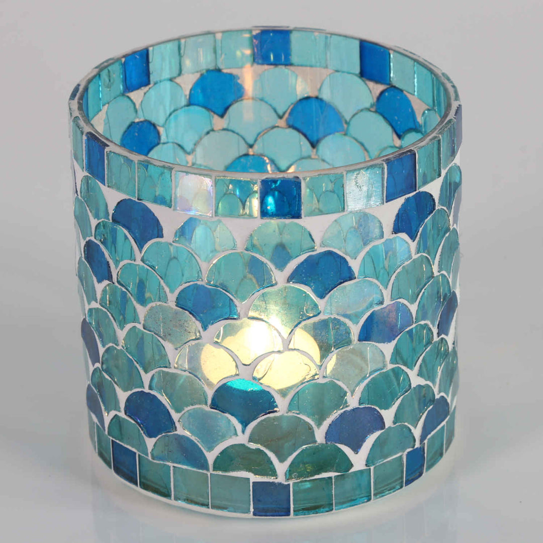 Candeeiro de mesa marroquino com mosaico Rayan, azul claro