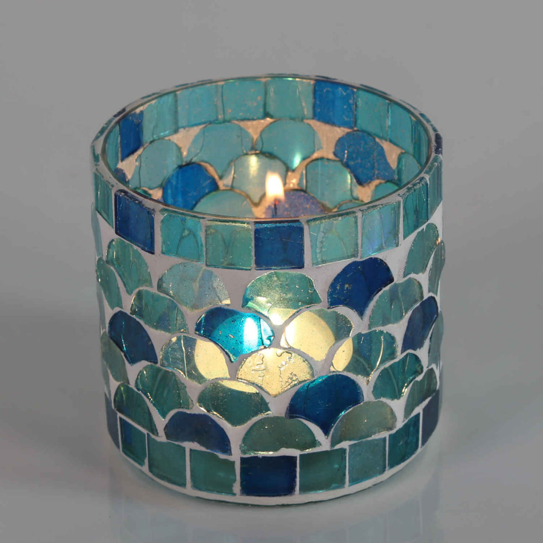 Candeeiro de mesa marroquino com mosaico Rayan, azul claro