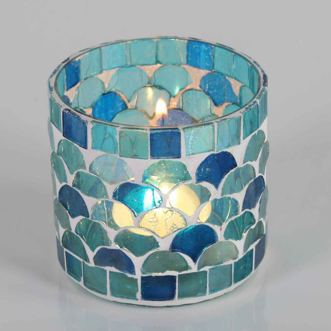 Candeeiro de mesa marroquino com mosaico Rayan, azul claro