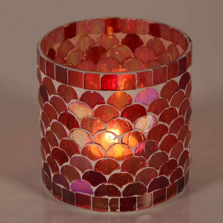 Candeeiro de mesa com mosaico oriental Atenas Vermelho