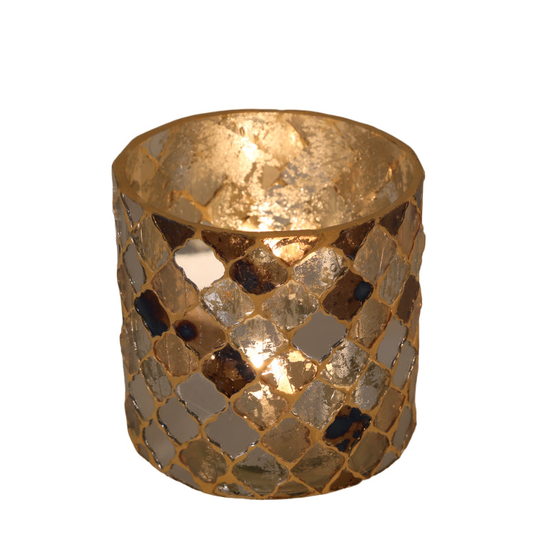 Candeeiro de mesa com mosaico oriental Atenas Dourado
