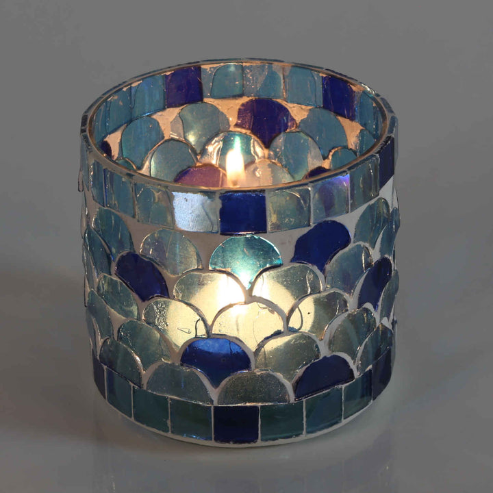 Candeeiro de mesa com mosaico oriental Atenas, azul escuro