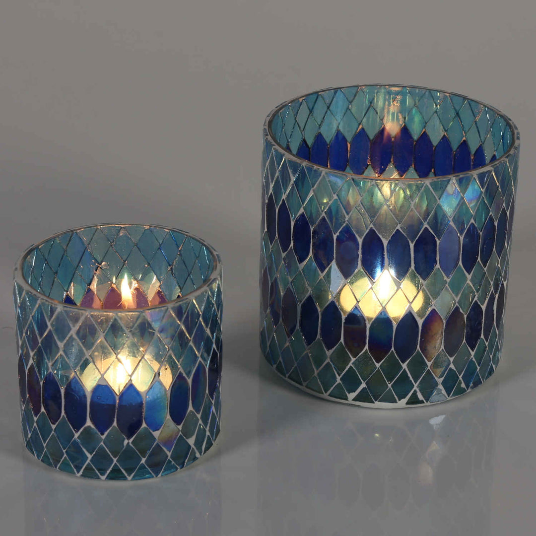 Candeeiro de mesa marroquino com mosaico Rayan, azul escuro