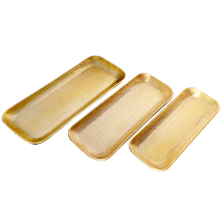 Conjunto de 3 tabuleiros orientais Valomi dourados