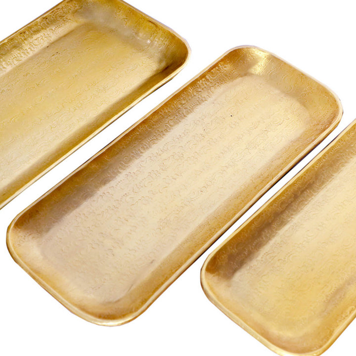Conjunto de 3 tabuleiros orientais Valomi dourados