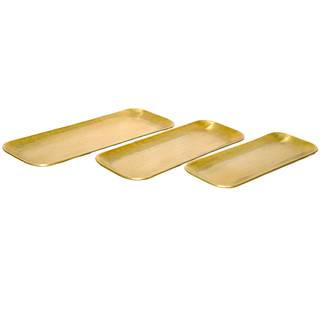 Conjunto de 3 tabuleiros orientais Valomi dourados