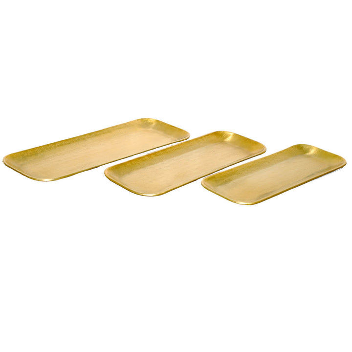 Conjunto de 3 tabuleiros orientais Valomi dourados